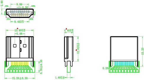 10pcs Gold Plated HDMI Type A Male Plug Connector with PCB Board Version 1.6 19PIN in Saudi Arabia