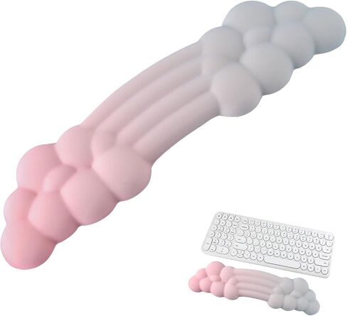 Keyboard Cloud Wrist Rest, Silicone Cute Keyboard Wrist Rest Cloud Practical Soft Ergonomically Memory Foam Wrist Pad for Home Office Laptop Computer Gaming(Pink Green Gradient Color) in Saudi Arabia
