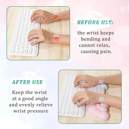 Keyboard Cloud Wrist Rest, Silicone Cute Keyboard Wrist Rest Cloud Practical Soft Ergonomically Memory Foam Wrist Pad for Home Office Laptop Computer Gaming(Pink Green Gradient Color) in Saudi Arabia