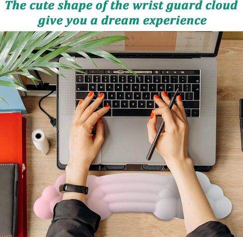 Keyboard Cloud Wrist Rest, Silicone Cute Keyboard Wrist Rest Cloud Practical Soft Ergonomically Memory Foam Wrist Pad for Home Office Laptop Computer Gaming(Pink Green Gradient Color) in Saudi Arabia