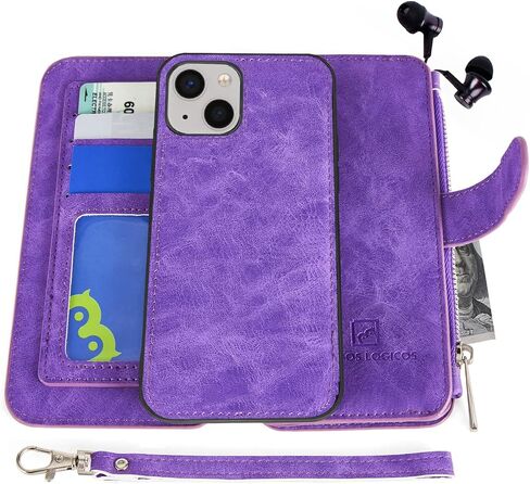 MODOS LOGICOS Case for iPhone 11, [Detachable Wallet Folio][2 in 1][Zipper Cash Storage][Up to 14 Card Slots 1 Photo Window] PU Leather Purse with Removable Inner Magnetic TPU Case - Black in Kuwait