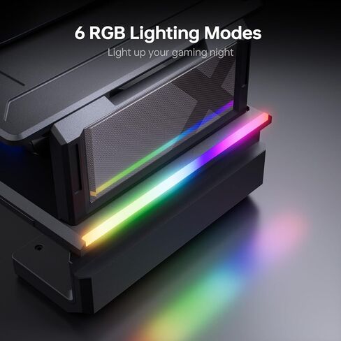 حامل شاشة مزدوج، حامل شاشة X-Central قابل للطي لشاشتين، حامل كمبيوتر محمول قابل للتعديل، منظم سطح المكتب مع دوار، محور USB 3.0 يدعم نقل البيانات والشحن، ضوء RGB، لوحة مفاتيح in Kuwait