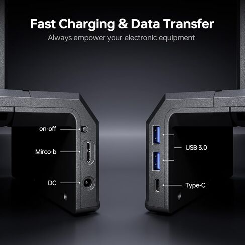 حامل شاشة مزدوج، حامل شاشة X-Central قابل للطي لشاشتين، حامل كمبيوتر محمول قابل للتعديل، منظم سطح المكتب مع دوار، محور USB 3.0 يدعم نقل البيانات والشحن، ضوء RGB، لوحة مفاتيح in Kuwait