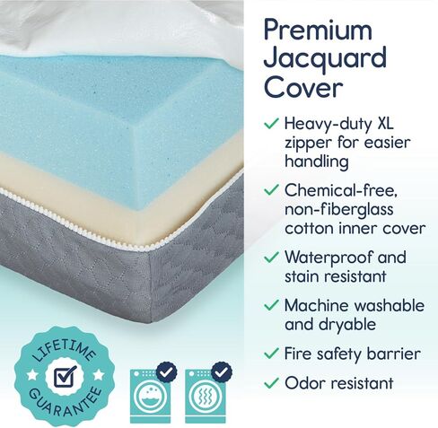 مرتبة سرير الأطفال hiccapop - مزدوجة الجوانب مع جانب ثابت للأطفال وجانب ناعم من الإسفنج الذكي للأطفال الصغار - مرتبة سرير أطفال من الإسفنج الذكي - مرتبة سرير للأطفال الصغار - مرتبة أطفال in Kuwait