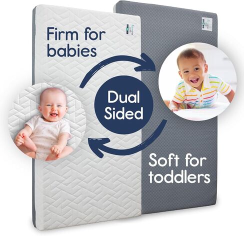 مرتبة سرير الأطفال hiccapop - مزدوجة الجوانب مع جانب ثابت للأطفال وجانب ناعم من الإسفنج الذكي للأطفال الصغار - مرتبة سرير أطفال من الإسفنج الذكي - مرتبة سرير للأطفال الصغار - مرتبة أطفال in Kuwait