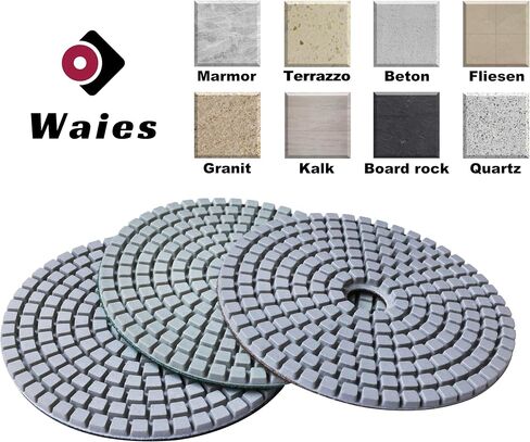 11 Packs 6 Inch Diamond Polishing Pads with 5/8"-11 Backer Pad 9 PCS Wet/Dry Polish Pad Kit for Drill Grinder Polisher 50-10000 Grit Pads for Marble Tile Quartz Granite Concrete Countertop in Kuwait