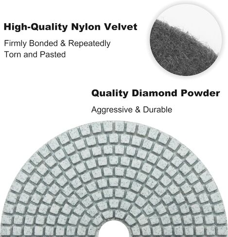 11 Packs 6 Inch Diamond Polishing Pads with 5/8"-11 Backer Pad 9 PCS Wet/Dry Polish Pad Kit for Drill Grinder Polisher 50-10000 Grit Pads for Marble Tile Quartz Granite Concrete Countertop in Kuwait
