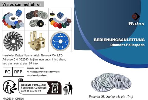11 Packs 6 Inch Diamond Polishing Pads with 5/8"-11 Backer Pad 9 PCS Wet/Dry Polish Pad Kit for Drill Grinder Polisher 50-10000 Grit Pads for Marble Tile Quartz Granite Concrete Countertop in Kuwait