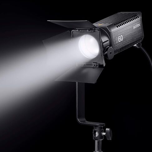 مصباح كشاف Godox S60 LED مع Barndoor، 60W 5600K 40000Lux@1M LED ضوء ساطع، CRI 96+ TLCI 97+ سطوع 0-100% تحكم في التطبيق مع جهاز تحكم عن بعد RC-A6 in Saudi Arabia