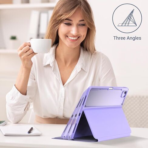 حافظة Pro لجهاز iPad Air 13 بوصة (M2) 2024 وiPad Pro 12.9 بوصة 6th/5th/4th/3rd 2022/2021/2020/2018؛ غطاء حماية خلفي شفاف قابل للطي، حافظة ذكية مضادة للصدمات مع حامل قلم رصاص - أزرق in Saudi Arabia