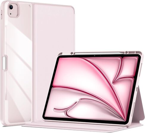 حافظة Pro لجهاز iPad Air 13 بوصة (M2) 2024 وiPad Pro 12.9 بوصة 6th/5th/4th/3rd 2022/2021/2020/2018؛ غطاء حماية خلفي شفاف قابل للطي، حافظة ذكية مضادة للصدمات مع حامل قلم رصاص - أزرق in Saudi Arabia
