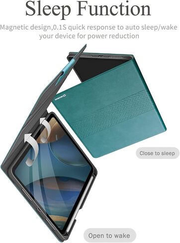 حافظة auaua لجهاز iPad Mini 6 2021 (الجيل السادس 8.3 بوصة) مع حامل قلم رصاص، نوم/تنبيه تلقائي، جلد PU، غطاء قابل للطي (أخضر) in Kuwait