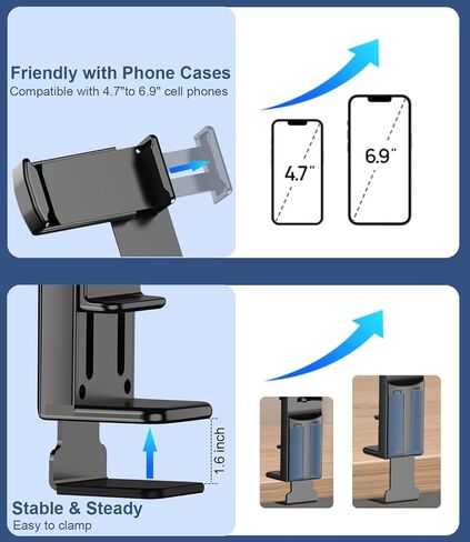 Airplane Travel Essentials Phone Holder, Universal Handsfree Phone Mount with Multi-Directional 360 Degree Rotation, Travel Must Haves Accessories Phone Holder for Flying, Table or Outdoor in Kuwait