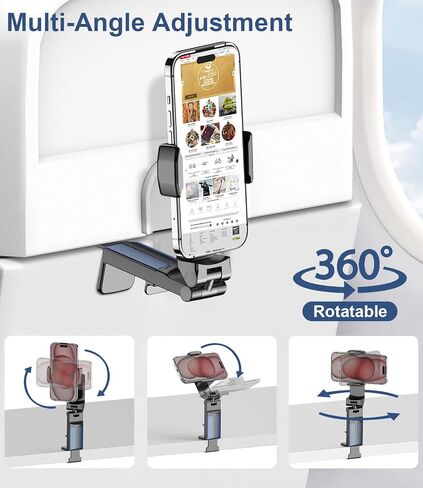 Airplane Travel Essentials Phone Holder, Universal Handsfree Phone Mount with Multi-Directional 360 Degree Rotation, Travel Must Haves Accessories Phone Holder for Flying, Table or Outdoor in Kuwait