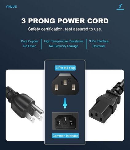 Power Cord Cable for Amplifier Musical Peavey Vox Guitar Amp PC AC Amplifiers, 18 AWG Universal 3 Prong Replacement AC Power Cord Cable 3FT in Saudi Arabia