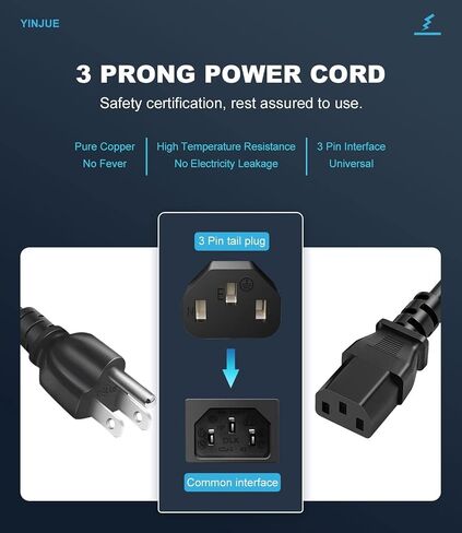 Power Cord Cable for Amplifier Musical Peavey Vox Guitar Amp PC AC Amplifiers, 18 AWG Universal 3 Prong Replacement AC Power Cord Cable 3FT in Saudi Arabia
