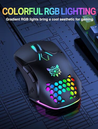 ماوس ألعاب، ماوس سلكي لمستوى دخول الكمبيوتر الشخصي مع إضاءة خلفية RGB ونقطة لكل بوصة قابلة للتعديل، ماوس كمبيوتر محمول مريح للمكتب، ماوس ألعاب الكمبيوتر مع 7 أزرار استجابة لنظام التشغيل Windows/Mac/Linux/Chrome in Kuwait