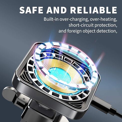 شاحن سيارة لاسلكي مغناطيسي - شاحن لاسلكي متوافق مع MagSafe - حامل بفتحة تهوية مع مصدر طاقة متضمن لهاتف iPhone 14، 13، 12 - شاحن تثبيت مغناطيسي للسيارة in Kuwait