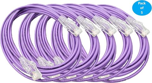 كابل Cat6A فائق النحافة بطول 10 أقدام (28AWG) (أرجواني) 5 عبوات (E09-010P-SL5) in Kuwait