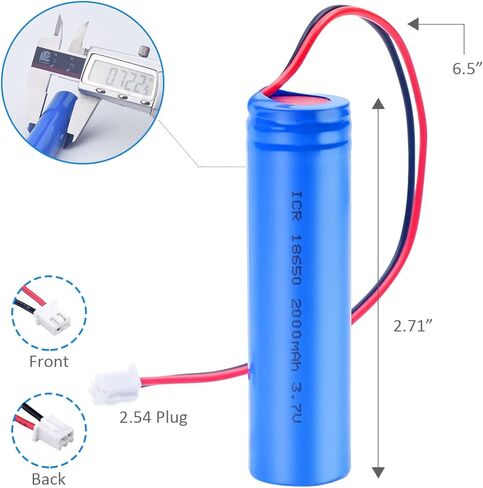 بطارية ليبو 3.7 فولت 2000 مللي أمبير في الساعة قابلة لإعادة الشحن مع سلك وموصل JST، بطارية ICR18650 2000 مللي أمبير في الساعة 3.7 فولت بطاريات بديلة للإلكترونيات والألعاب والإضاءة والمعدات in Kuwait