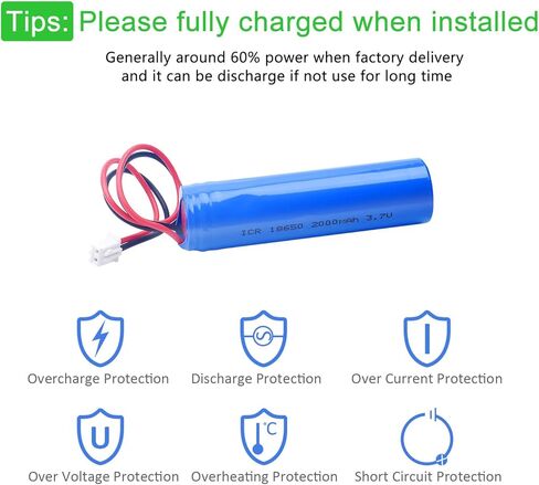 بطارية ليبو 3.7 فولت 2000 مللي أمبير في الساعة قابلة لإعادة الشحن مع سلك وموصل JST، بطارية ICR18650 2000 مللي أمبير في الساعة 3.7 فولت بطاريات بديلة للإلكترونيات والألعاب والإضاءة والمعدات in Kuwait