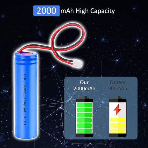 بطارية ليبو 3.7 فولت 2000 مللي أمبير في الساعة قابلة لإعادة الشحن مع سلك وموصل JST، بطارية ICR18650 2000 مللي أمبير في الساعة 3.7 فولت بطاريات بديلة للإلكترونيات والألعاب والإضاءة والمعدات in Kuwait