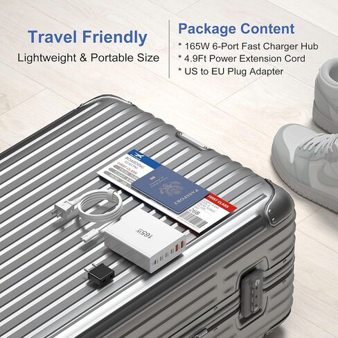 شاحن سريع USB C بقدرة 165 وات، محول طاقة Agtray 6 منافذ USB C PD/QC للشحن السريع GaN متعدد المنافذ لسطح المكتب ومحول طاقة للسفر متوافق مع MacBook/iPad Pro Air وiPhone 15 14 وGalaxy S24 in Kuwait