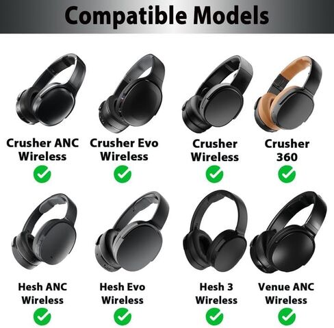 وسائد أذن بديلة من Adhiper Crusher Evo/ANC، وسادات أذن لسماعات Skullcandy Crusher اللاسلكية/Crusher ANC/Crusher Evo/Crusher 360 & Hesh ANC/Hesh Evo/Hesh 3 وسماعات Venue ANC (أسود) in Saudi Arabia