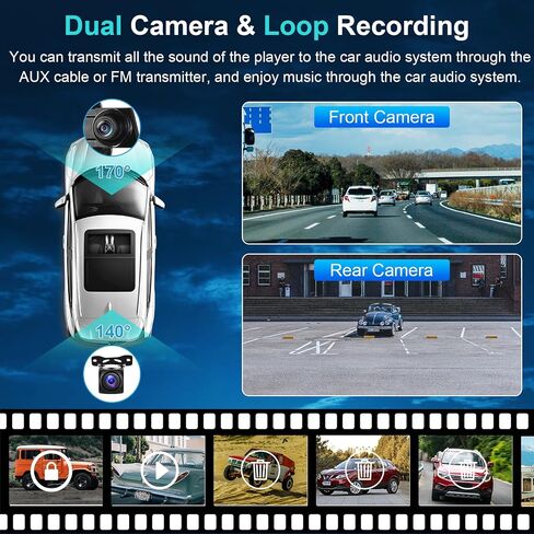Wireless Apple Carplay Mirror Dash Cam, 9.66" Front and Rear View Camera for Cars and Trucks with Android Auto IPS Touchscreen Support DVR,Bluetooth,Night Vision,FM/AUX, Loop Recording +64G TF Card in Saudi Arabia