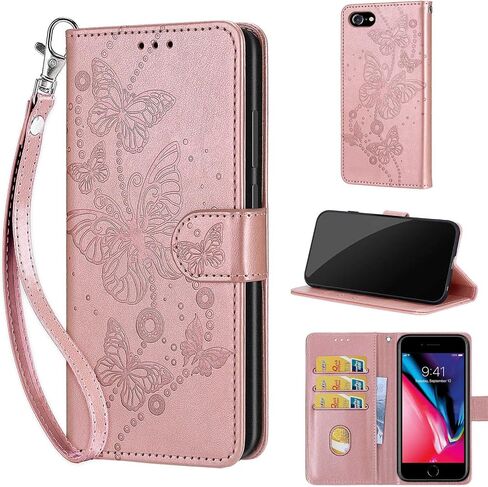 for iPhone SE 2020/SE 2022/iPhone 8/iPhone 7 Case Wallet,Women Flip Folio Cover with Embossed PU Leather Card Holders Slots Wrist Strap Phone Case for iPhone 7/8/SE 2nd 3rd Gen (Black Cube) in Kuwait