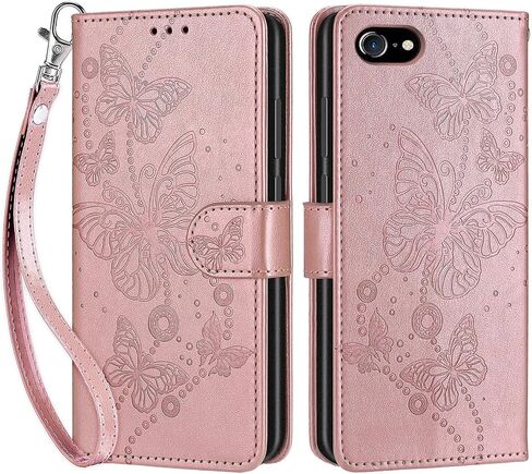 for iPhone SE 2020/SE 2022/iPhone 8/iPhone 7 Case Wallet,Women Flip Folio Cover with Embossed PU Leather Card Holders Slots Wrist Strap Phone Case for iPhone 7/8/SE 2nd 3rd Gen (Black Cube) in Kuwait