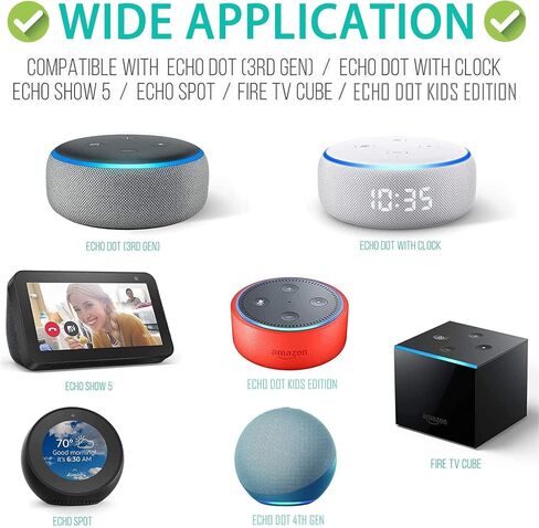 سلك طاقة شاحن Alexa Echo Dot بقدرة 15 وات، شهادة UL، بديل لـ Alexa Echo Dot 4th Gen، Echo Dot 3rd Gen، Echo Dot 5th Gen، Echo Show 5 (الجيل الأول من الجيل الثاني)، محول طاقة Echo Pop. in Kuwait