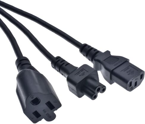US Y Type Splitter Power Cord, NEMA 5-15P to C5+C7, 5-15P to C7 and C5 Splitter Power Cable Cord in Saudi Arabia