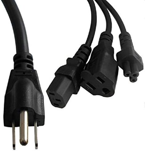 US Y Type Splitter Power Cord, NEMA 5-15P to C5+C7, 5-15P to C7 and C5 Splitter Power Cable Cord in Saudi Arabia
