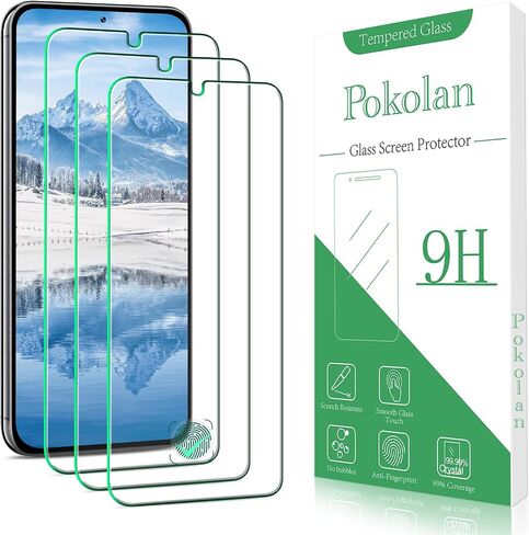 واقي شاشة Pokolan لهاتف Samsung Galaxy S23 5G [3 عبوات] زجاج مقسى، [يدعم قارئ بصمات الأصابع]، صلابة 9H، سهل التركيب in Kuwait