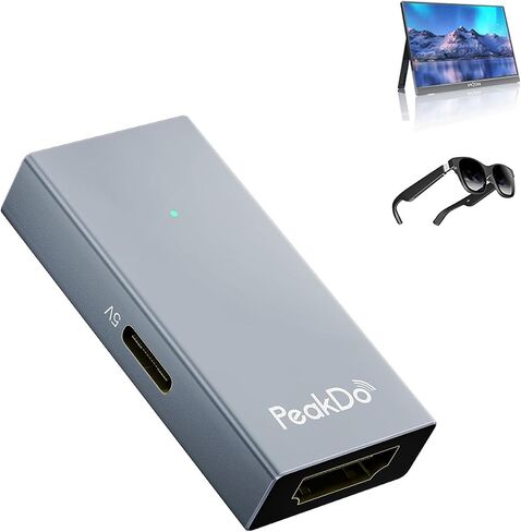 محول PeakDo HDMI إلى USB C 4K@60 هرتز، محول HDMI إلى النوع C متوافق مع XREAL Air، Rokid Max/Air، RayNeo، VITURE One، شاشة محمولة من PS4، PS5، Xbox، قواعد Switch & Steam Deck، الكمبيوتر المحمول، الكمبيوتر الشخصي، فضي in Kuwait
