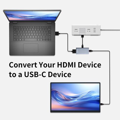 محول PeakDo HDMI إلى USB C 4K@60 هرتز، محول HDMI إلى النوع C متوافق مع XREAL Air، Rokid Max/Air، RayNeo، VITURE One، شاشة محمولة من PS4، PS5، Xbox، قواعد Switch & Steam Deck، الكمبيوتر المحمول، الكمبيوتر الشخصي، فضي in Kuwait
