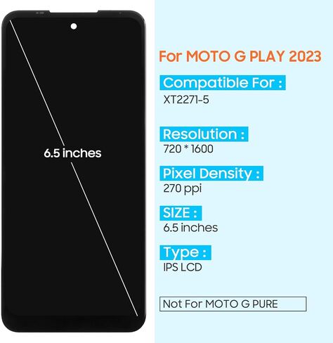استبدال الشاشة لموتورولا موتو جي بلاي 2023 شاشة LCD لهاتف موتو جي بلاي 2023 XT2271 XT2271-5 XT2271DL مجموعة كاملة من محول الأرقام لشاشة اللمس مع أدوات إصلاح وواقي شاشة in Saudi Arabia