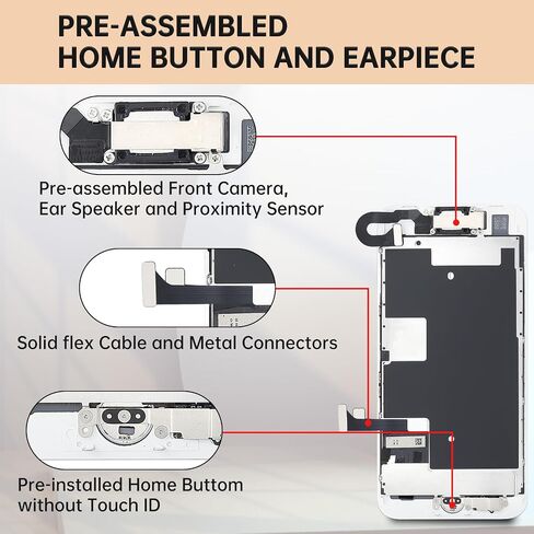 for iPhone 8 White Screen Replacement 4.7" Assembled with Home Button Front Camera, Ear Speaker Earpiece, Screen Protector and Proximity Sensor and Full Repair Tools Kit A1863, A1905, A1906 in Saudi Arabia