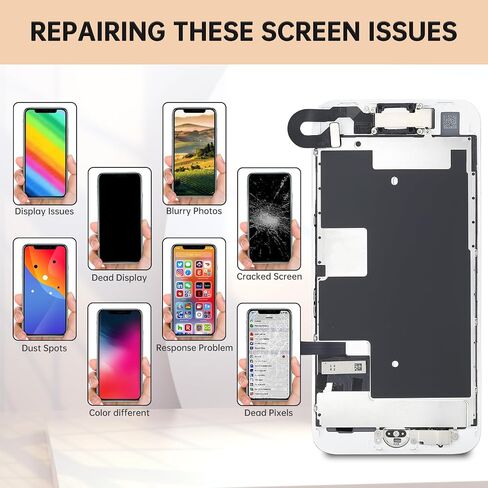 for iPhone 8 White Screen Replacement 4.7" Assembled with Home Button Front Camera, Ear Speaker Earpiece, Screen Protector and Proximity Sensor and Full Repair Tools Kit A1863, A1905, A1906 in Saudi Arabia
