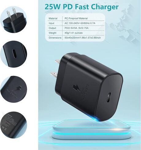 USB C Charger, 25W Super Fast Charger for iPad Pro 12.9/11 inch 2021/2020/2018,iPad Air 10.9inch 2020, iPad Mini 6 2021, Samsung Galaxy S21/S21Ultra/S21+/S20/S20Ultra/Note20/10/10+/Z Fold 3(White) in Saudi Arabia