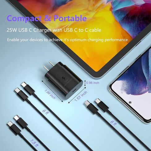 USB C Charger, 25W Super Fast Charger for iPad Pro 12.9/11 inch 2021/2020/2018,iPad Air 10.9inch 2020, iPad Mini 6 2021, Samsung Galaxy S21/S21Ultra/S21+/S20/S20Ultra/Note20/10/10+/Z Fold 3(White) in Saudi Arabia