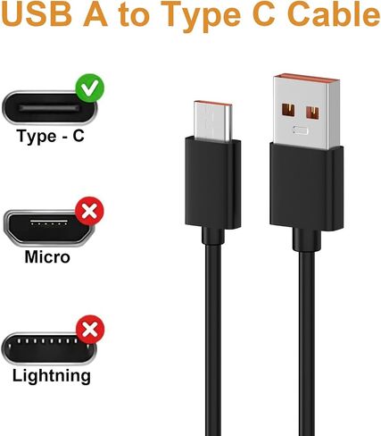 كابل شحن USB من النوع C متوافق مع LG Stylo 6 5 4، ThinQ G5 G6 G7 G8 G8X K51، V20 V30 V30S V35 V40 V50 V60، LG XBOOM Go PL2، PL5، PL7 مكبرات الصوت (أسود) in Saudi Arabia