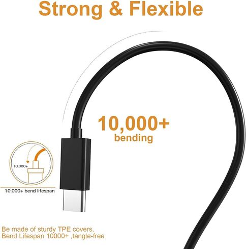 كابل شحن USB من النوع C متوافق مع LG Stylo 6 5 4، ThinQ G5 G6 G7 G8 G8X K51، V20 V30 V30S V35 V40 V50 V60، LG XBOOM Go PL2، PL5، PL7 مكبرات الصوت (أسود) in Saudi Arabia