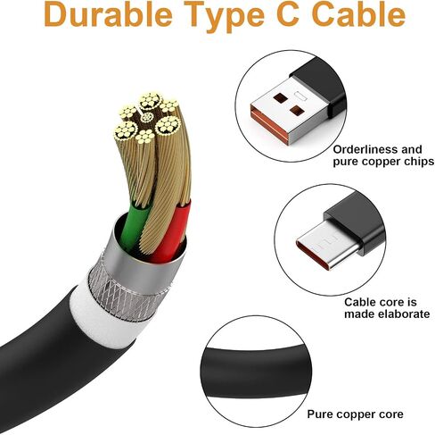 كابل شحن USB من النوع C متوافق مع LG Stylo 6 5 4، ThinQ G5 G6 G7 G8 G8X K51، V20 V30 V30S V35 V40 V50 V60، LG XBOOM Go PL2، PL5، PL7 مكبرات الصوت (أسود) in Saudi Arabia