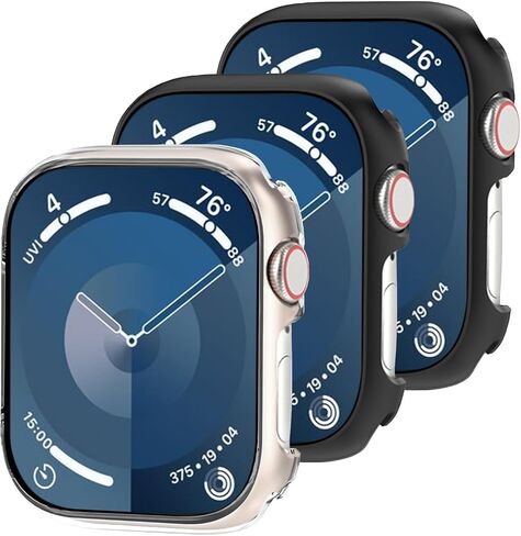 T Tersely (3 Pack) Case Compatible with Apple Watch Series 9 Series 8 Series 7-41mm,Built-in Thin HD Tempered Glass Screen Protector Overall Cover for iwatch 9/8/7 (Clear*3, 41MM) in Saudi Arabia