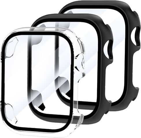 T Tersely (3 Pack) Case Compatible with Apple Watch Series 9 Series 8 Series 7-41mm,Built-in Thin HD Tempered Glass Screen Protector Overall Cover for iwatch 9/8/7 (Clear*3, 41MM) in Saudi Arabia
