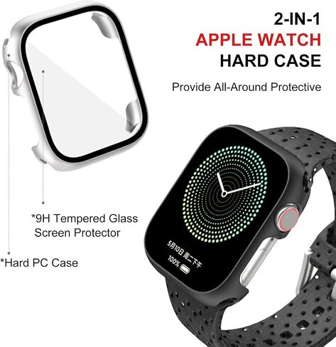 T Tersely (3 Pack) Case Compatible with Apple Watch Series 9 Series 8 Series 7-41mm,Built-in Thin HD Tempered Glass Screen Protector Overall Cover for iwatch 9/8/7 (Clear*3, 41MM) in Saudi Arabia