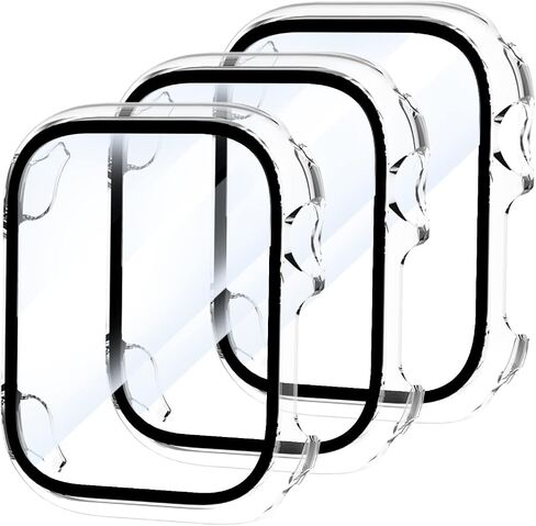 T Tersely (3 Pack) Case Compatible with Apple Watch Series 9 Series 8 Series 7-41mm,Built-in Thin HD Tempered Glass Screen Protector Overall Cover for iwatch 9/8/7 (Clear*3, 41MM) in Saudi Arabia