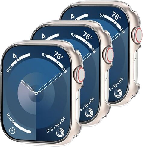 T Tersely (3 Pack) Case Compatible with Apple Watch Series 9 Series 8 Series 7-41mm,Built-in Thin HD Tempered Glass Screen Protector Overall Cover for iwatch 9/8/7 (Clear*3, 41MM) in Saudi Arabia
